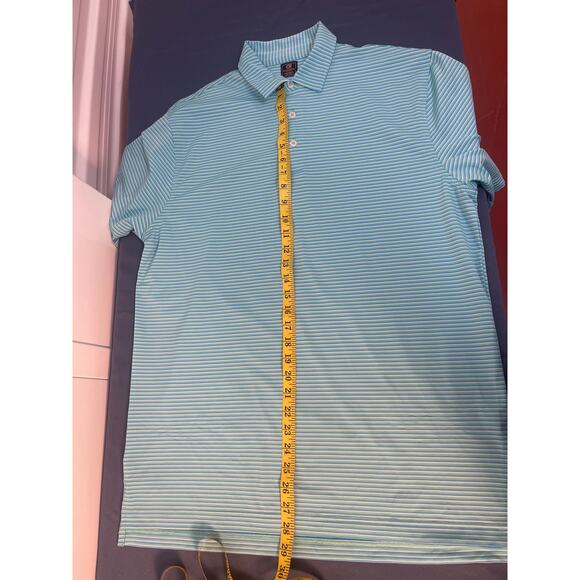 Craig Reagin Clothiers Green White Horizontal Stripe Polo Golf Shirt Medium - Picture 5 of 7